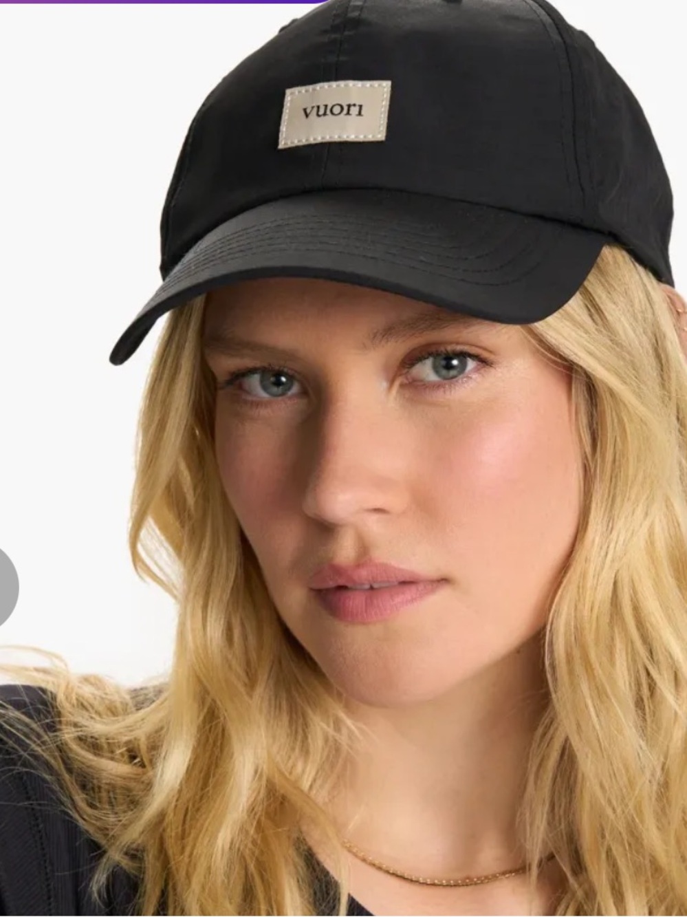 Vuori Black Baseball Cap with Cream Logo Patch